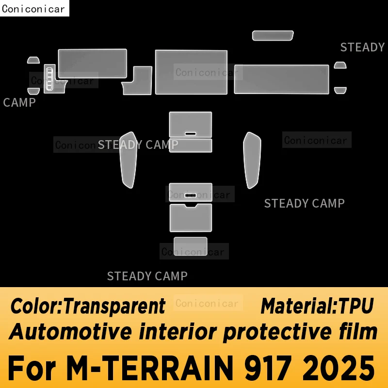 For M-TERRAIN 917 2025 Center Console Gear Panel Screen TPU Car Interior Protective Film Anti-Scratch Repair Sticker