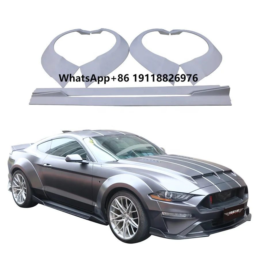 

2018-2023 Ford Mustang Wide Body Kit with New Bumper Side Skirts Rocker Panels Eyebrow Wheel-Fender Flares