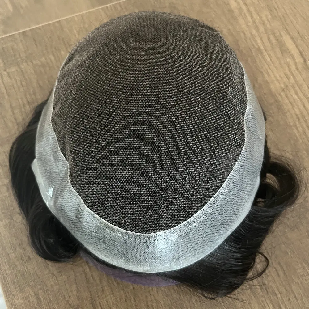 Afro-Herren-Perücke, krauses Haar, 8 mm, Herren-Toupet, australische Schweizer Spitze & PU-Basis, natürliche Echthaar-Ersatzsysteme, Prothese – Detail 8