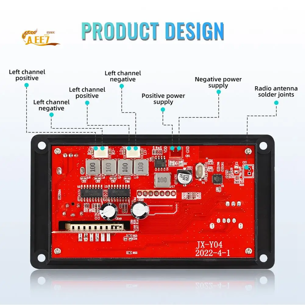 

AEE7-12V усилитель Bluetooth 5,0 100 Вт MP3-декодер плата записи вызовов беспроводной музыкальный аудио модуль USB TF радио для автомобиля