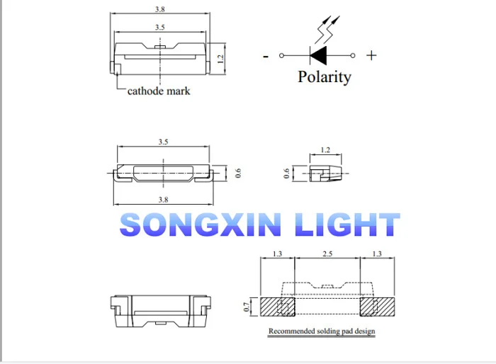 20PCS 020 White 3806 3810 Side View SMD/SMT CW 3.8*1.0*0.6mm 6000-9000K Light emitting diode Lamp bead 020 SMD led white