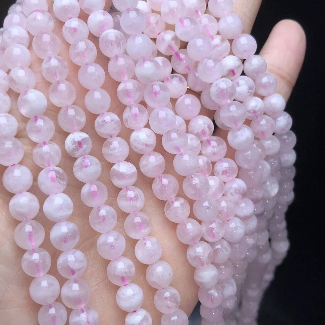 

1 Pc Fengbaowu Natural Pink Snowflake Phantom Quartz Bracelet 3 Loops Round Beads Reiki Healing Stone Fashion Jewelry Gift Women