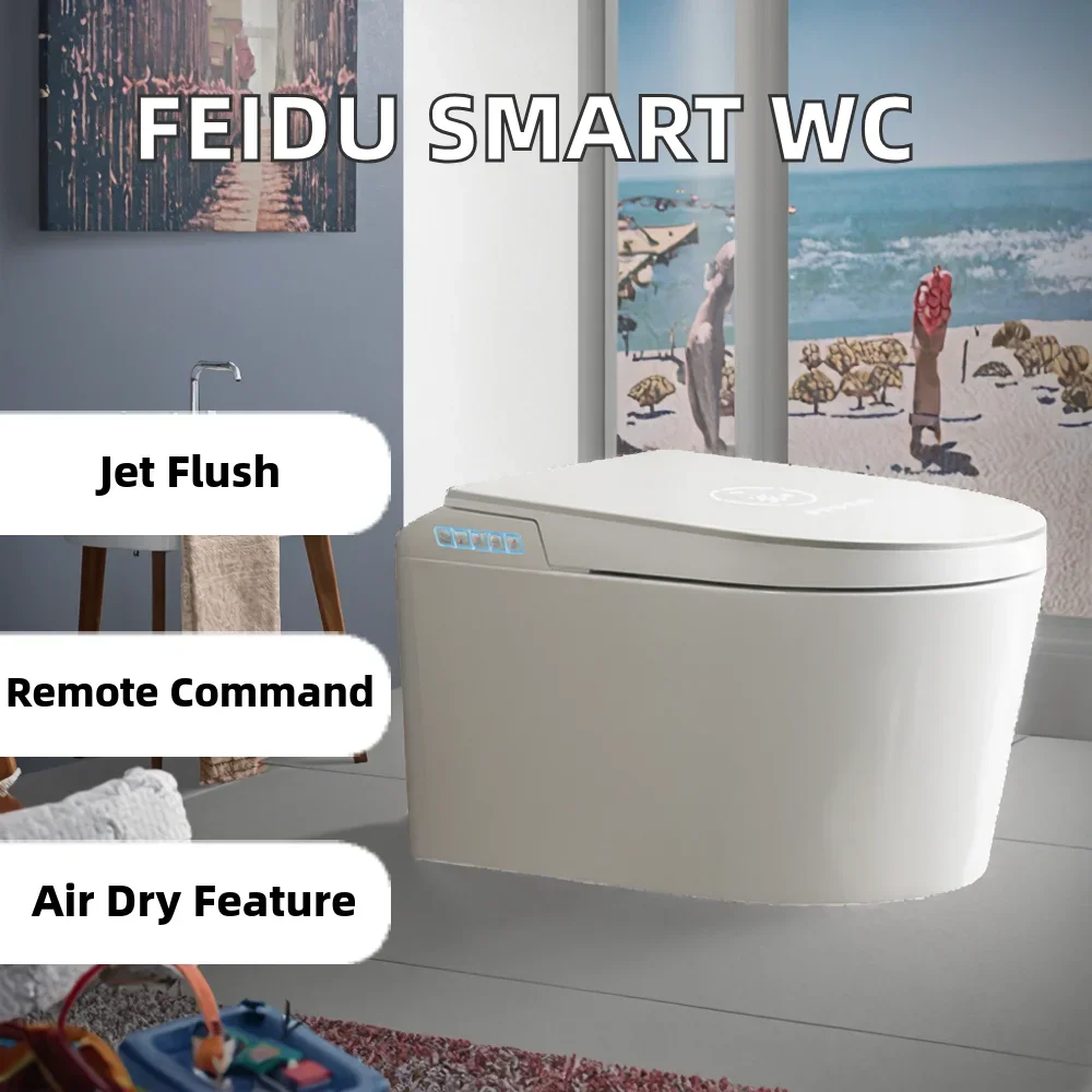 FEIDU Smart Home Intelligent Toilet Wall-mounted Ceramic Zero Water Pressure Automatic Cover S-Trap Drainage Warm Air Drying