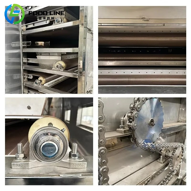 معدات تجفيف الحزام الشبكي شبه الأوتوماتيكية، مجفف حزام شبكي البصل، مجفف مستمر للفواكه والخضروات