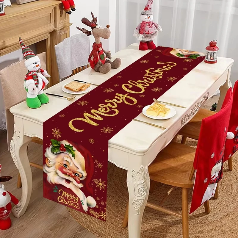 Santa Claus Christmas Table Runner Merry Xmas Party Decor for Home 2025 Navidad Noel New Year 2026 Celebration