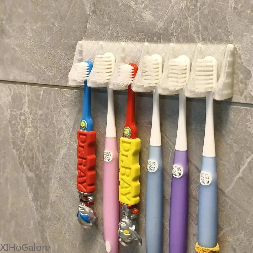 XIHoGalore 3D Printed Minimalist 6 Slot Toothbrush Holder Stand For Electric And Manual Brushes Bathroom Counter Organizer
