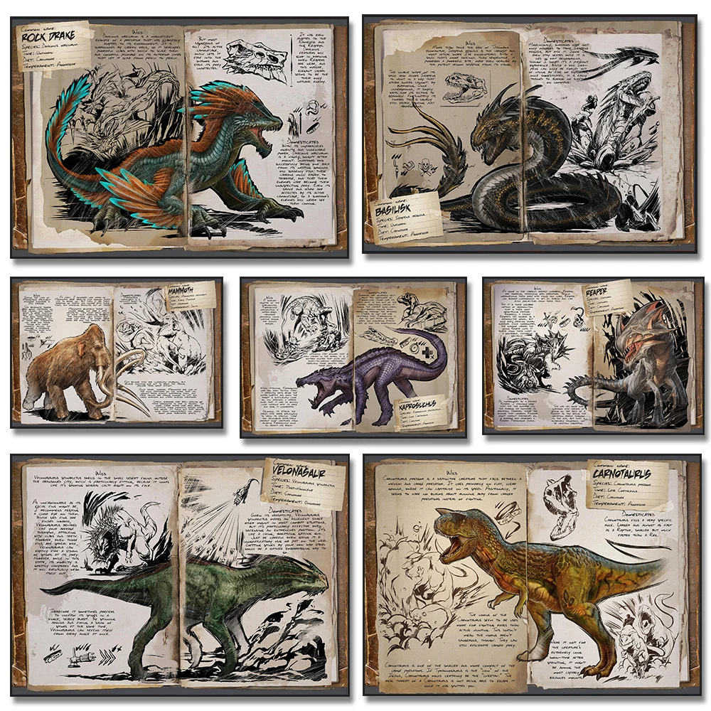Tableau modulaire sur toile Ark Survival Evolved, impression de jeu de survie, décoration intérieure, affiche de dinosaure, art mural moderne pour salon