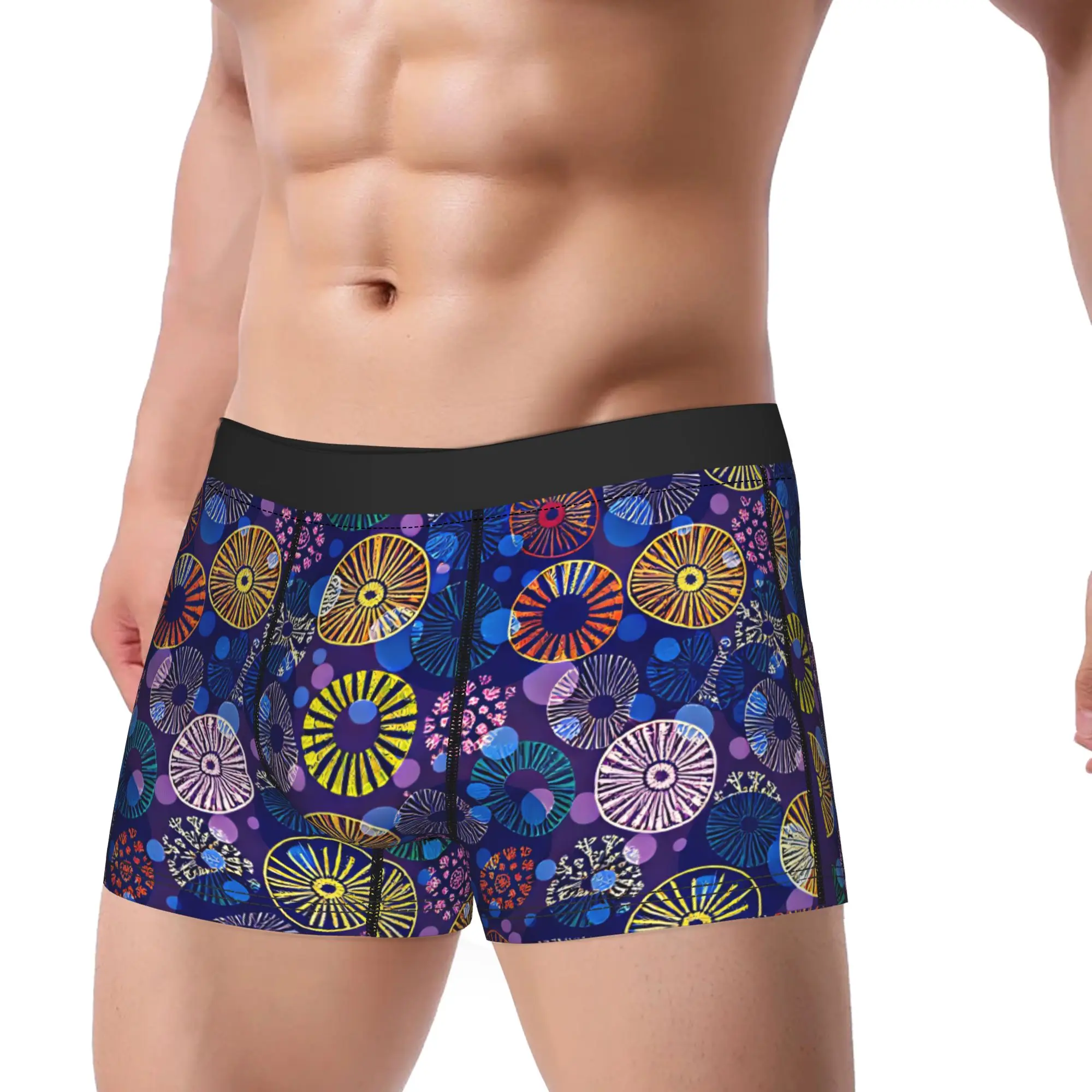 Colorful Circular Pattern Underwear  Custom Boxershorts Quality Man Panties Breathable Shorts Briefs Gift Idea