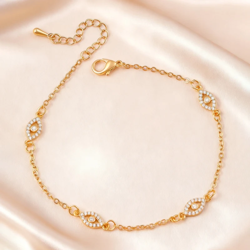 سوار ذهبي كامل الماس عين الشر سحر محظوظ الأوروبية والأمريكية المتخصصة الخفيفة الفاخرة اليومية تنوعا التبعي