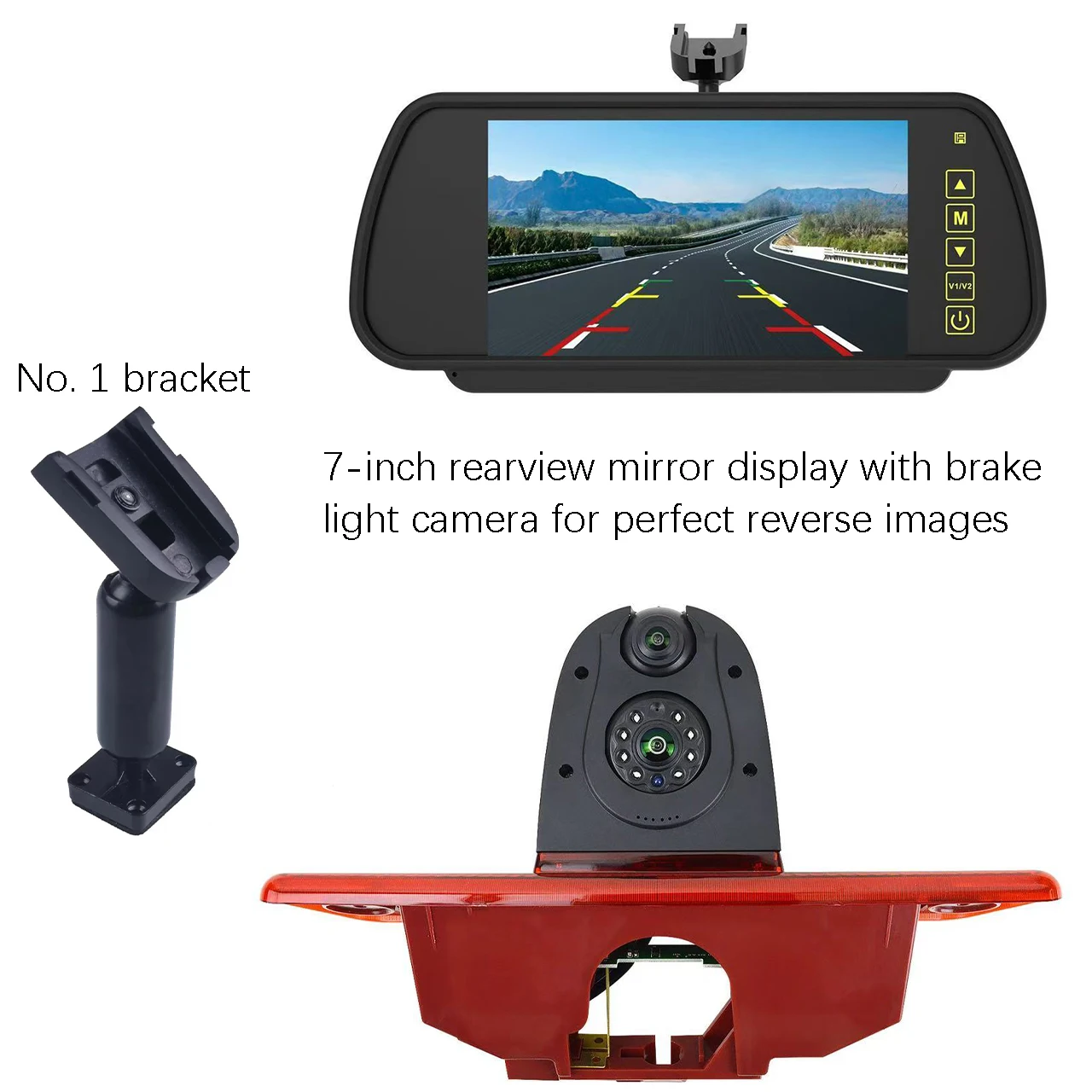 Dual Lens Rear View Brake Light Backup Camera For Citroen Jumpy Peugeot Expert Toyota Proace Van With 7 Inch Rearview Monitor