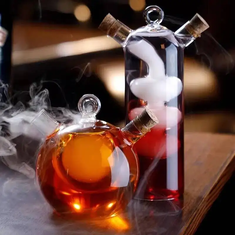 Double Tube Lovers Sharing Molecular Cocktail Glass Two Different Drinks Integrated Bottle For Bar Night Club Mixing Wine Cup