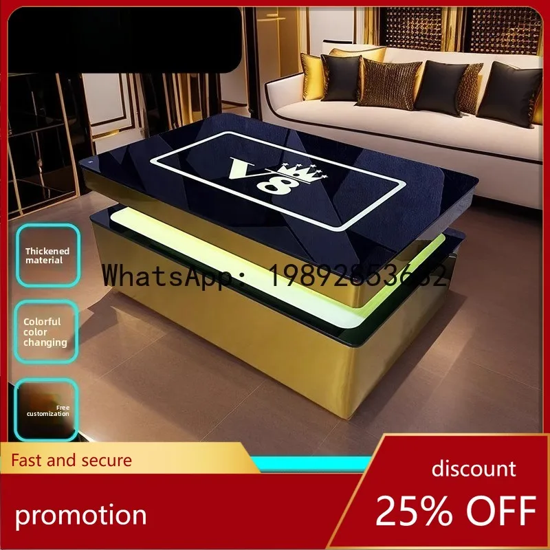 

YFY Luxury Stone Special Bar Rock Plate Stainless Steel Tea Table Simple Tempered Glass Marble Coffee Table