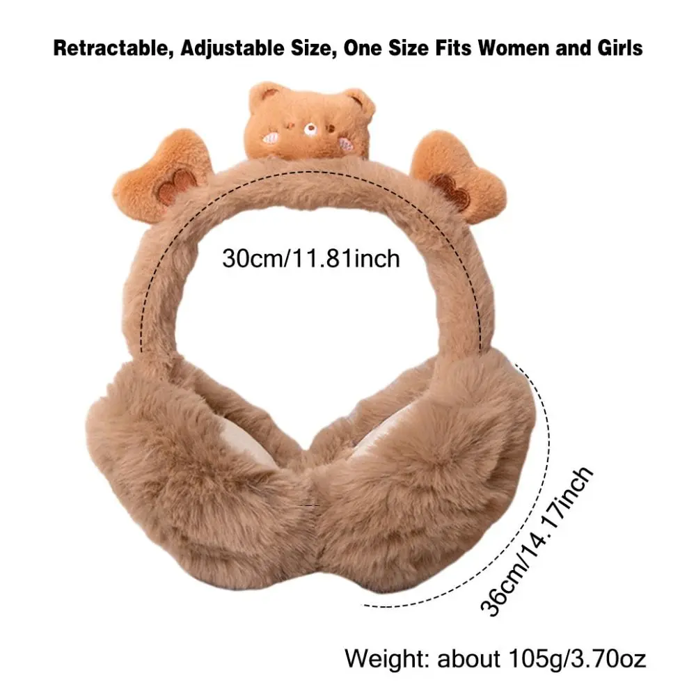 Foldable Animal Plush Earmuffs Cold-Proof Winter Outdoor Cycling Ear Warmers Fluffy Panda Bear Ear Covers for Women Girls