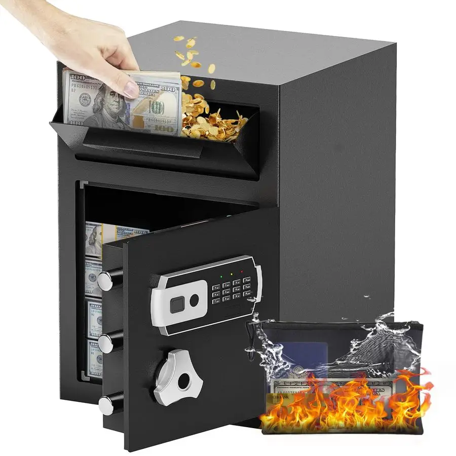 CUB Drop Safe للأعمال، صندوق الأمان الإلكتروني مع مجموعة رقمية ومضادة لصيد الأسماك، خزائن إيداع مع Waterp مقاومة للحريق #3