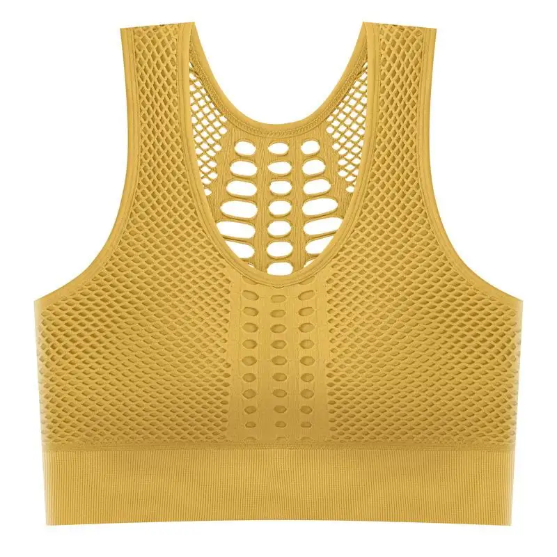female  shockproof sports underwear running push Up Beautiful Back  Dance Bra yoga fitness Vest Breathable Mesh Sports tanks top