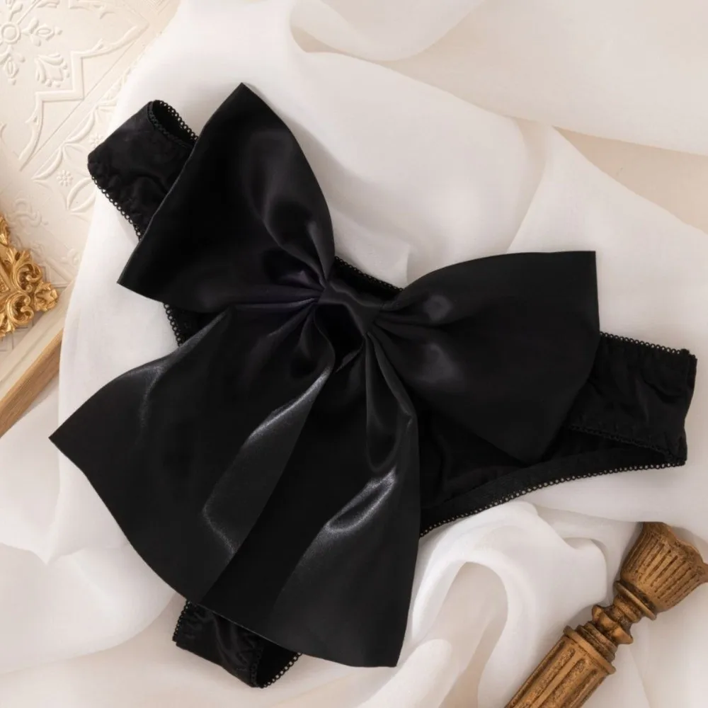 

Cute Low Waist Bow Ice Silk Panties Underwear Fashion Bowknot Briefs Women Traceless Black White Red Big Bow Underpants Home