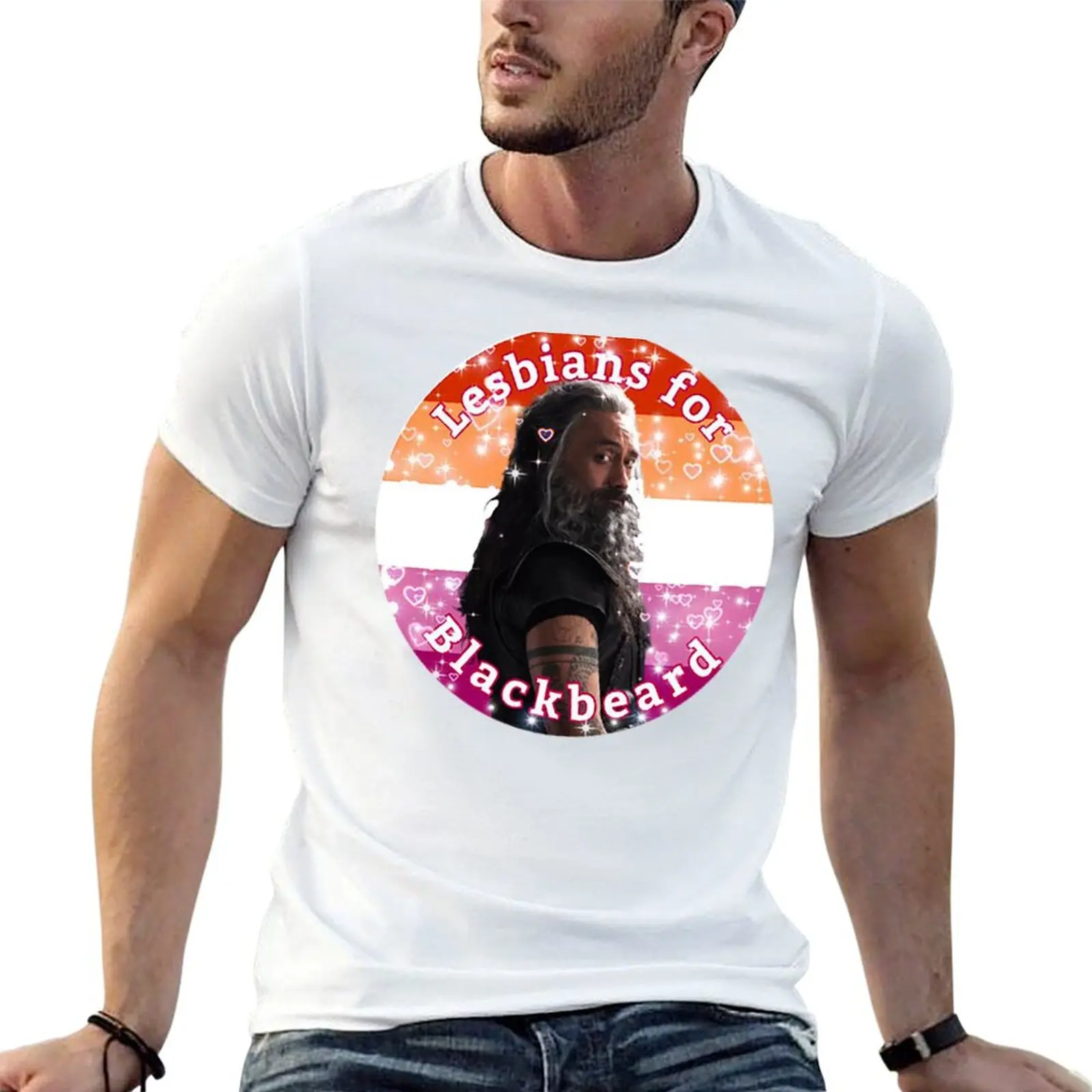 Camiseta de algodón sublime para hombres, ropa de moda coreana, para lesbianas y barba negra