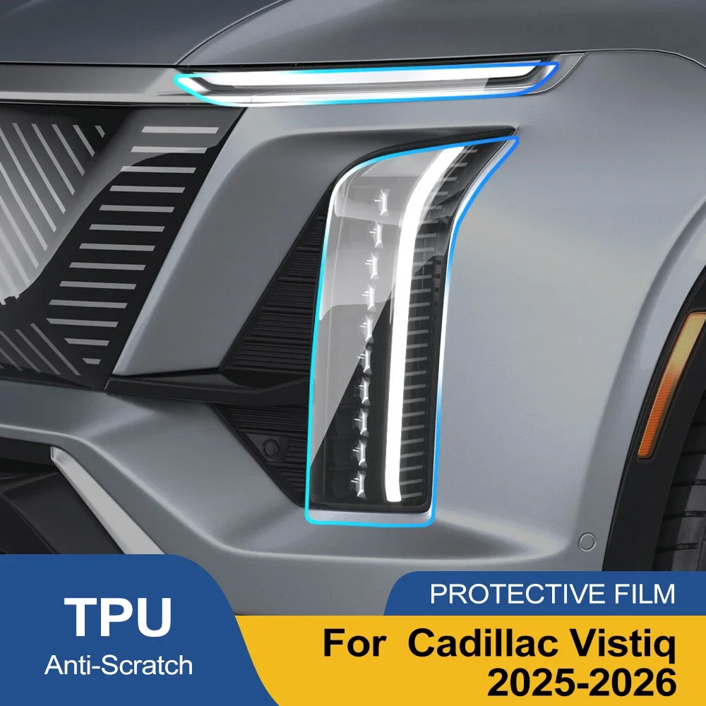 Premium TPU Car Headlight Protective Film for Cadillac Vistiq 2025-2026 High-Gloss Smoke Black Pre-Cut Anti-Scratch Vinyl Kit