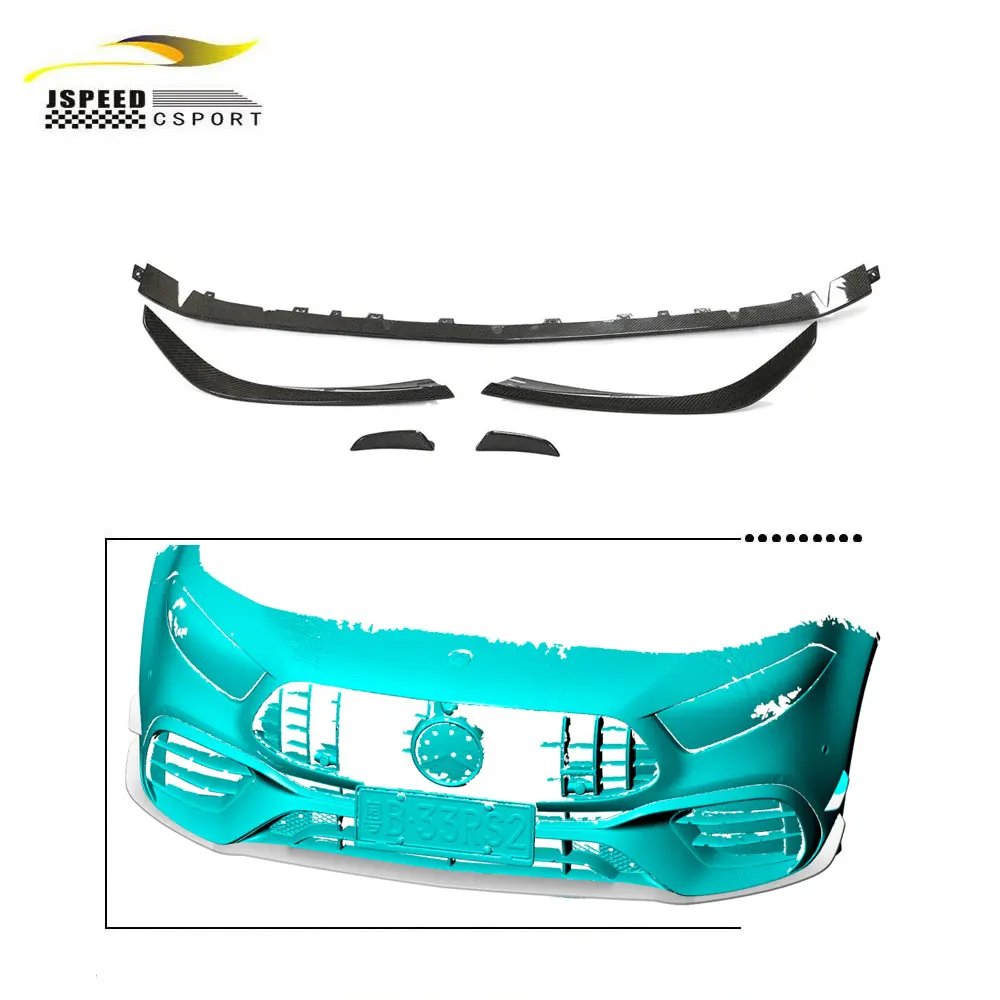 

Suitable for Carbon fiber W177 front lip spoiler with fins Mercedes-Benz A45 AMG sedan 4-door 2020-2022