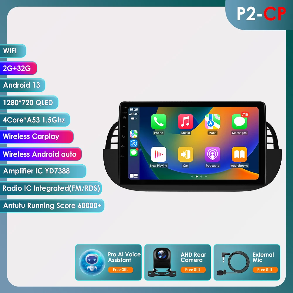 4G 8 Core Android Autoradio GPS Stereo Voor Fiat 500 2007-2014 Multimedia Video speler 2DIN autoradio DSP Carplay 7862 Head Unit