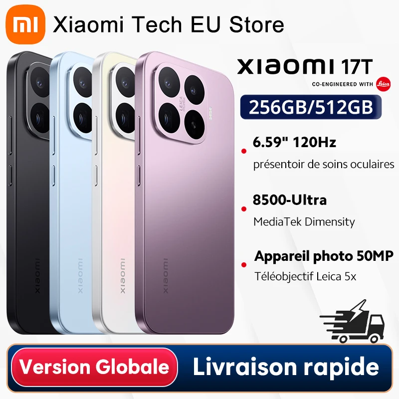 Versión Global Xiaomi 17T MediaTek Dimensity 8500-Ultra 6500 mAh (típ.) Batería…