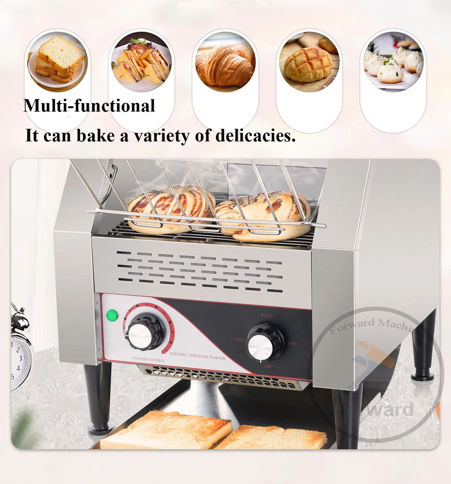 Multifunctional Electric Bun-warmer Toaster Oven 10/20 Slices/min Chain Conveyor Automatic Sandwich Bread Toaster