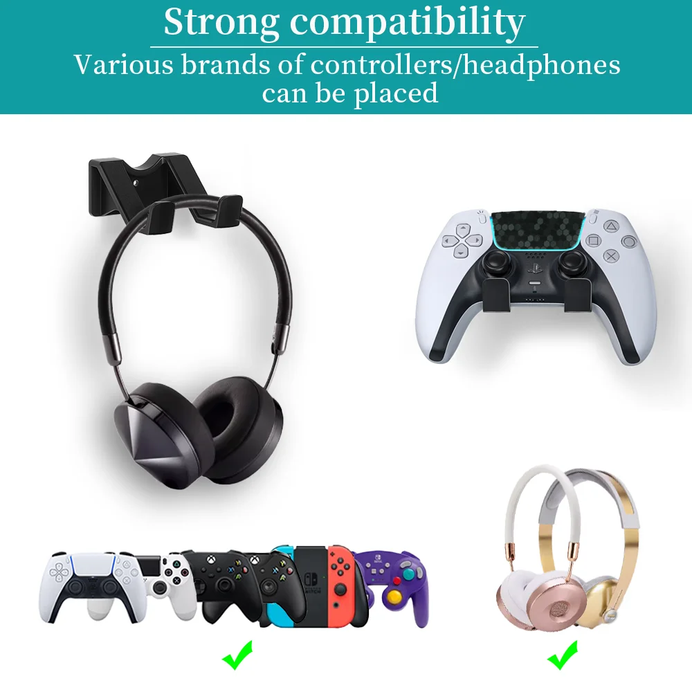 Wall Mount Bracket Support Stand for PS5 PS4 Xbox Nintendo Controller Switch Headphone Headset Hanger Gamepad Hook Holder