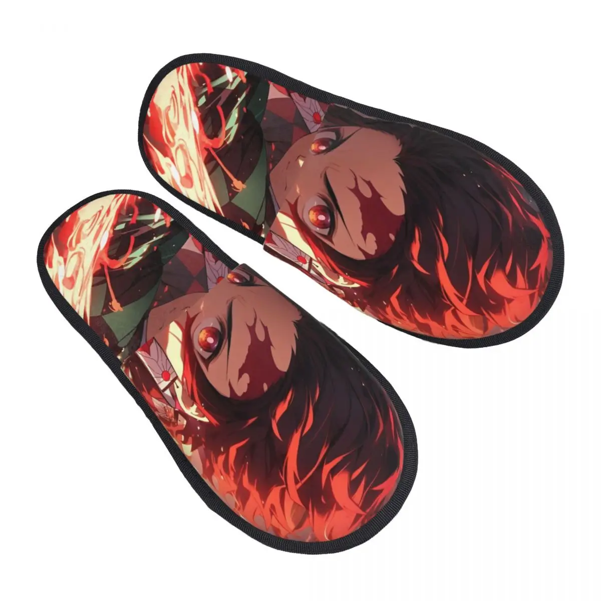 Tanjiro Kamado House Slippers Non Slip Anime Demon Slayer Soft Household Fur Slides Slippers Bedroom