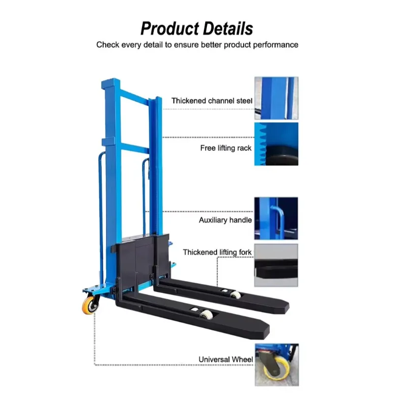 1Ton 1.6M 1.3M الذاتي تحميل رافعة شوكية الهيدروليكية الكهربائية البليت مكدس دليل رفع شاحنة مستودع المعدات اللوجستية #3