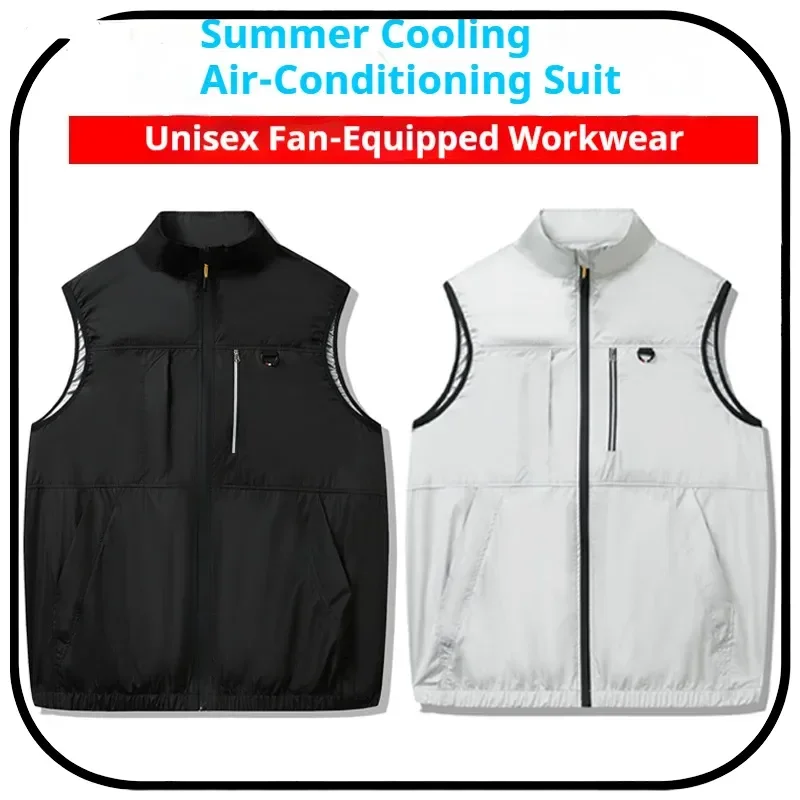 

Универсальный охлаждающий жилет с вентилятором, без рукавов, унисекс, летний, с кондиционированием воздуха, с тремя настройками скорости вентиляции, для работы на открытом воздухе, для мужчин и женщин