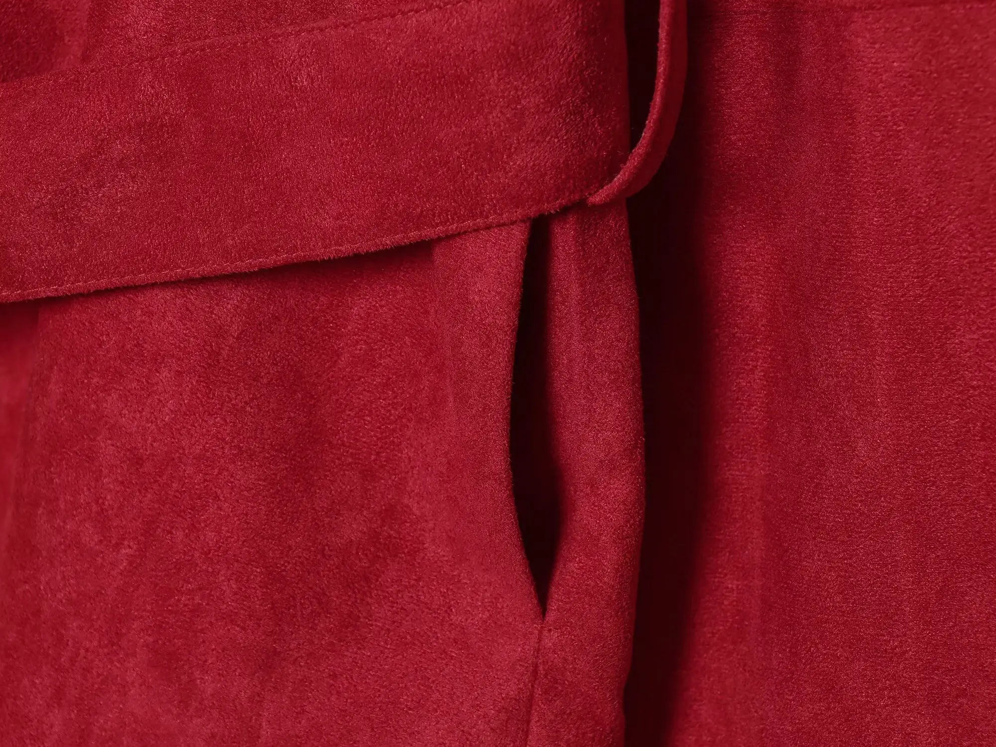 TFMLN Neue Damen-Jacken mit Gürtel, V-Ausschnitt, Taschen, locker geschnitten, lange Ärmel, Taillenband, lässige Wildleder-Oberbekleidung, modischer High-Street-Mantel – Detail 10