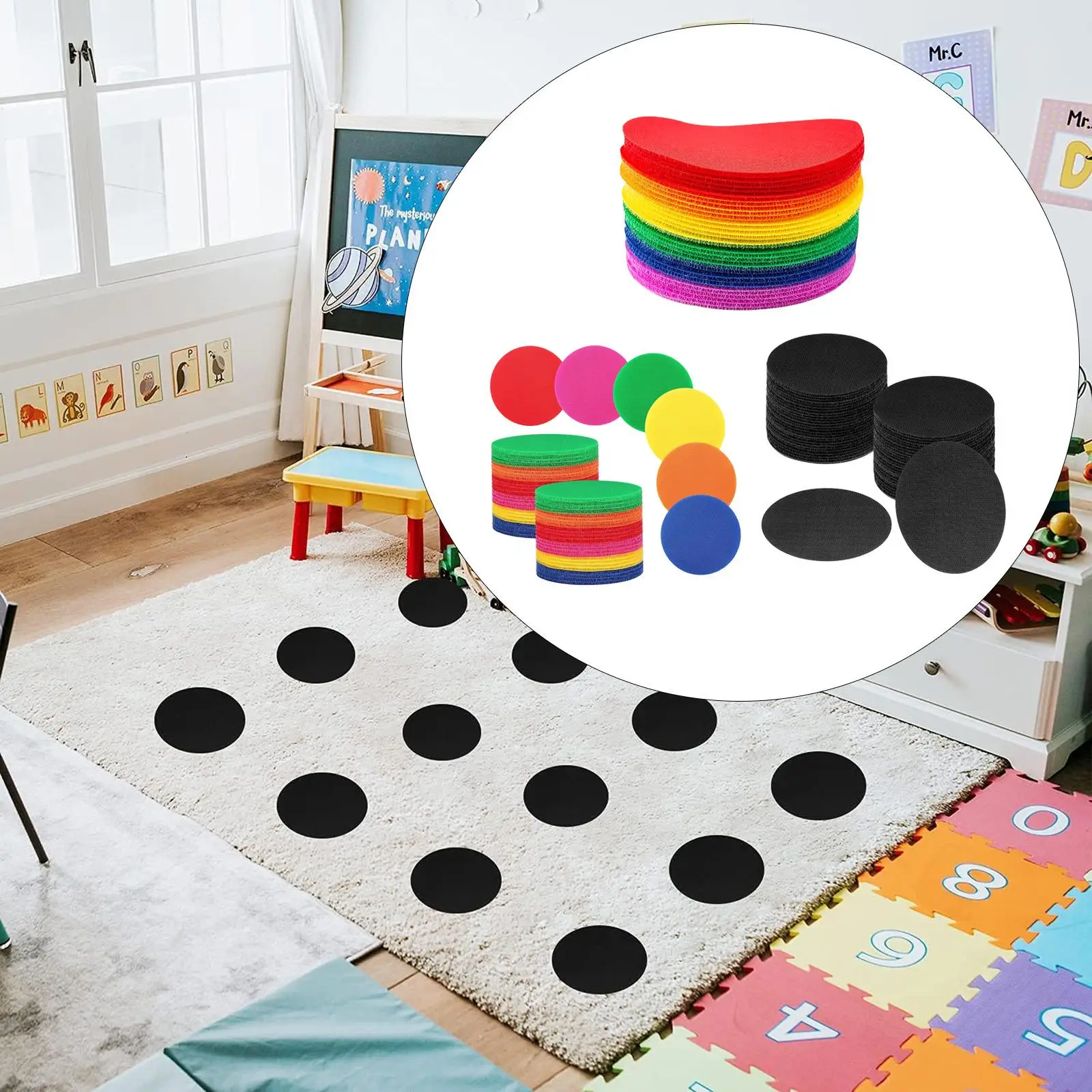 

Markers Carpet Sticker 10cm Bright Colors Personal Floor Dots Floor Marker for Yoga Exercise Gaming Organization