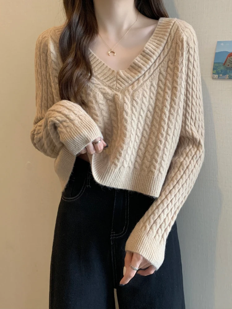 

Women's ort Knit Sweater V-Ne Long Sve Base irt Autumn Winter Faion Straight Cut Nylex Blend Color Commute S...