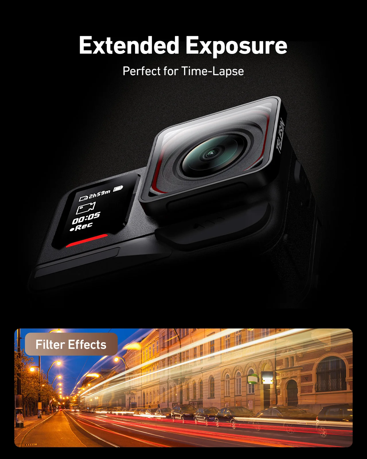 TELESIN CPL ND8 ND16 ND32 مجموعة مرشحات العدسة إطار من سبائك الألومنيوم لـ Insta 360 Ace pro 2 ND CPL مرشح العدسة لـ Insta 360 Ace pro