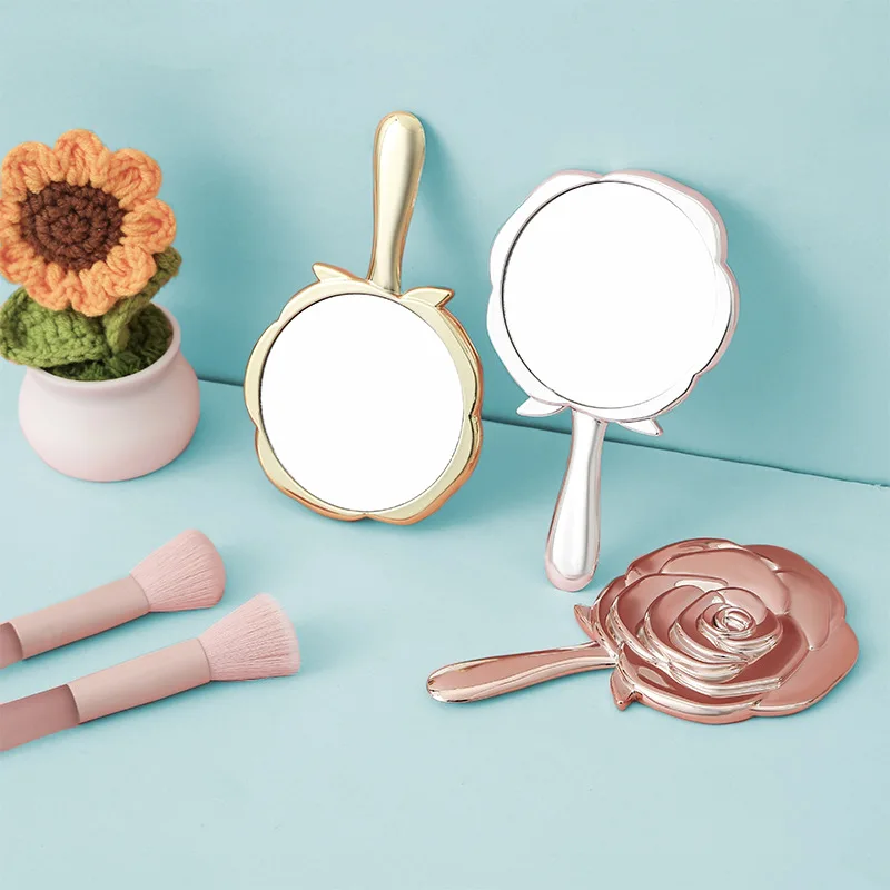 

Kawaii Romantic Rose Handheld Mirror High Definition Electroplated Vanity Mirror Portable Compact Mirror for Women Romantic Gift