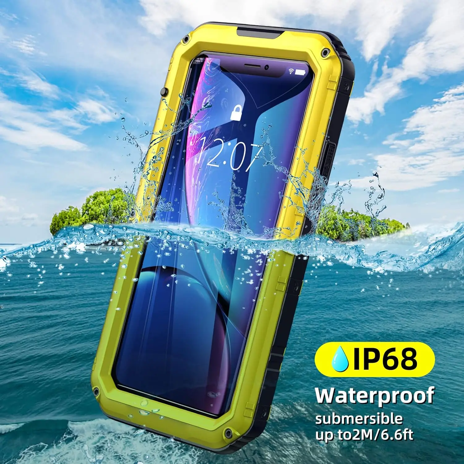 For iPhone 15 14 13 12 11 Pro Max XS XR SE2022 Underwater IP68 Heavy Duty Aluminum Metal Waterproof Case with Screen Protector