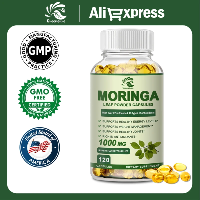 

Moringa Extract Capsule Anti Stress Improve Sleep Enhance immunity Antioxidant - 60/120 Capsules