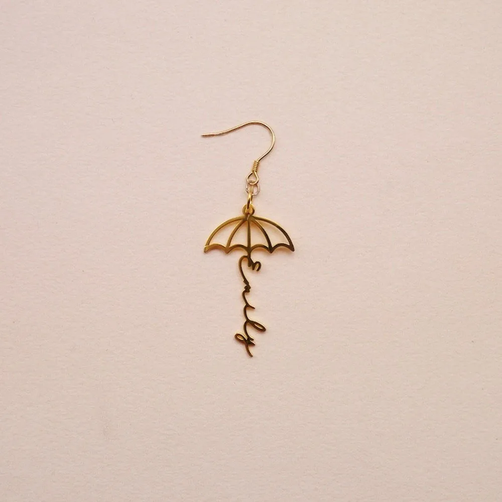 Custom Cute Umbrella Earrings Gold Plated Stainless Steel Customized Items Personalized Name Earrings Woman 2025