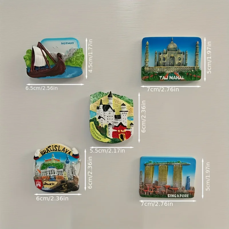 1pc Handmade 3d Resin Art Fridge Magnets, Santorini ,Singapore, Norway, Venice, Denmark, Greece, Athens, Bratislava, Germany, th