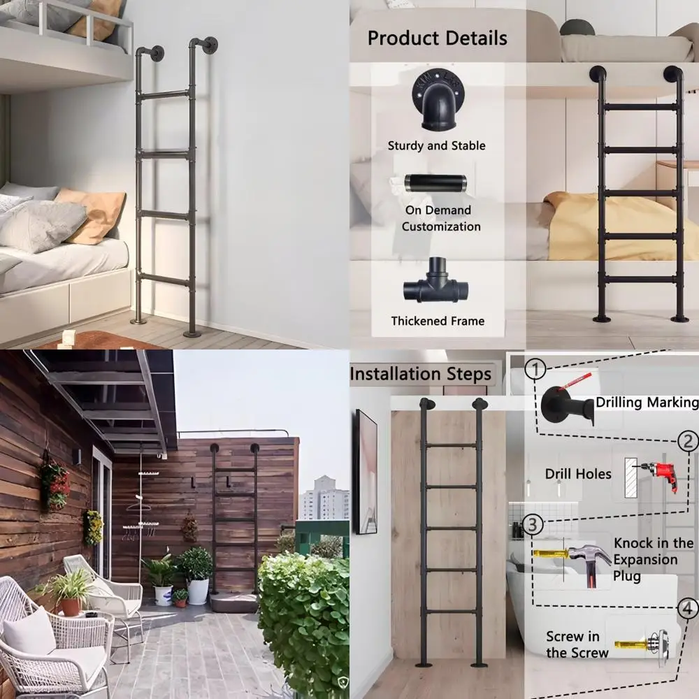 سلم سرير علوي معدني موفر للمساحة للمنزل والعلية والطابق السفلي والهروب في حالات الطوارئ