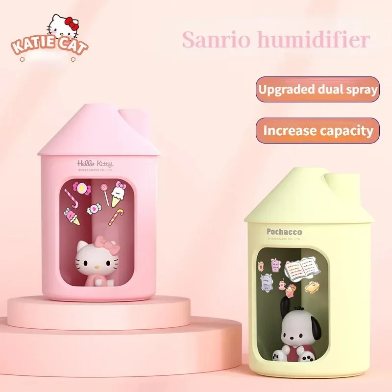 Sanrio Kuromi Hello Kitty Humidifier Night Light My Melody Large Capacity Dual Spray Office Humidifier Home Desktop Silent Gift