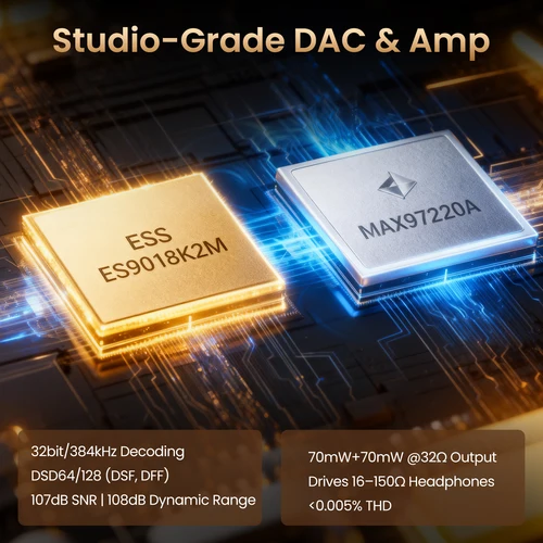 Imagen 2 del producto Hifi Walker H2 DAP Reproductor MP3, dos Bluetooth 5,2, DSD DAC FLAC sin pérdidas, ampliable hasta 512 GB, reproductor de música de alta resolución con pantalla de 2""