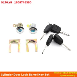 For Peugeot 107 Citroen C1 Toyota Aygo Car Cylinder Door Lock Barrel Key Set 05-14 9170.Y8 1608746380 9135S2 9136.T0