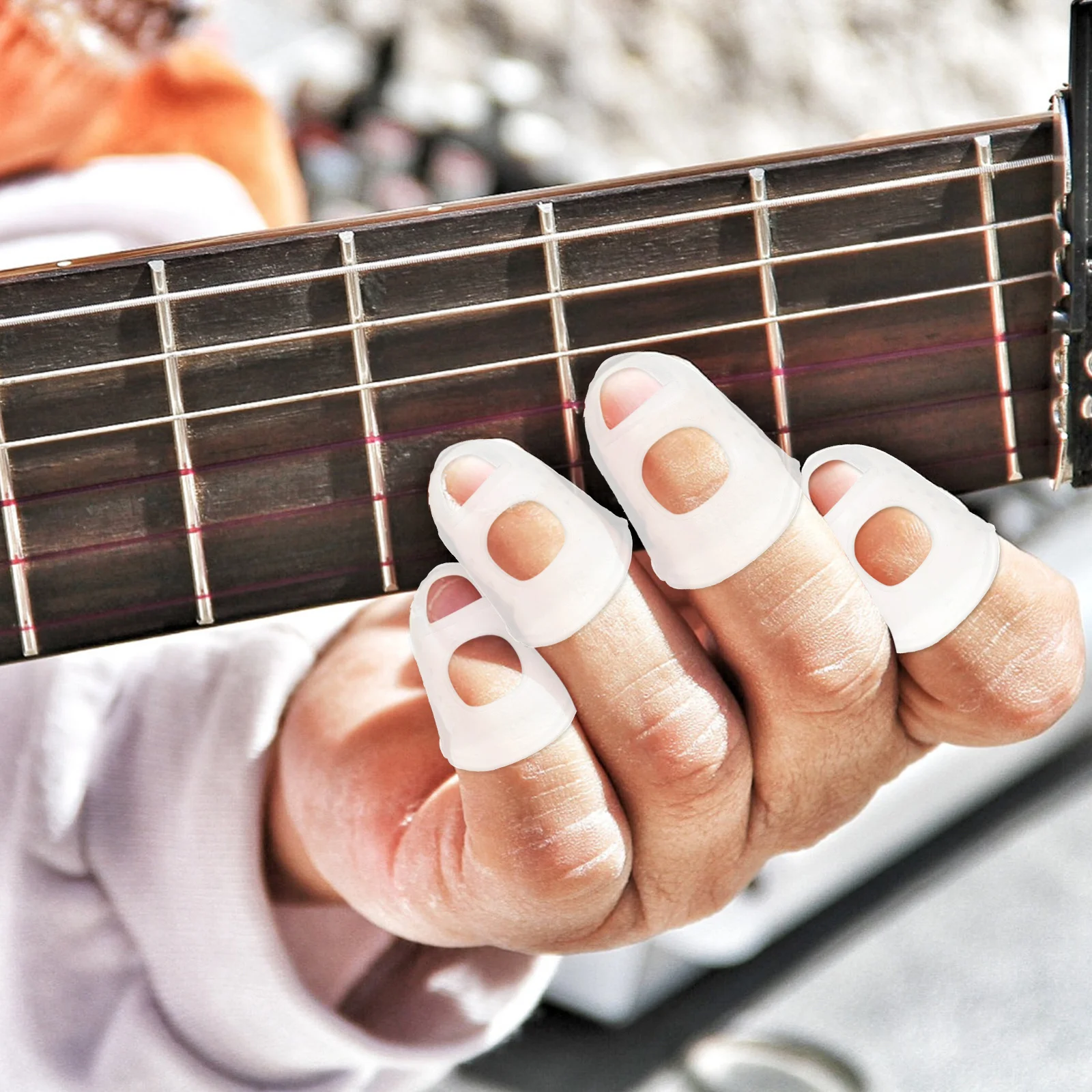 

40Pcs Guitar Finger Protector Silicone Breathable Soft Fingertip Cover for Ukulele Electric Guitar Practice Finger Guards