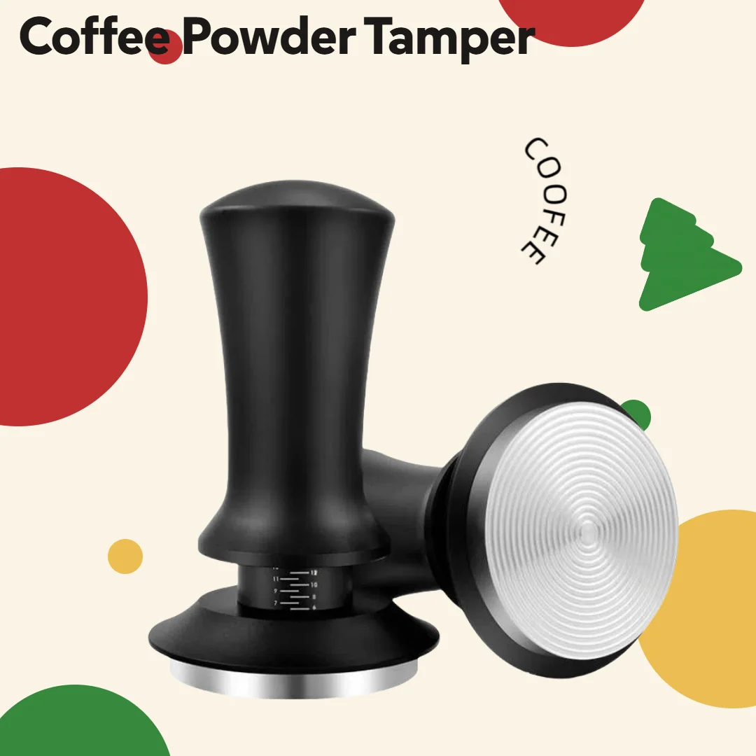 51mm 53mm 58mm Espresso Threaded Coffee Tamper With Scale Calibrated Spring Stainless Steel Solid Constant Adjustment Tamper