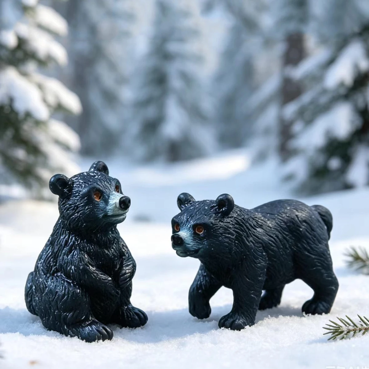 2Pcs Miniature Black Bear Figurines Forest Animal Model Dollhouse Garden Landscape Diorama Decor DIY Fairy Garden Accessories