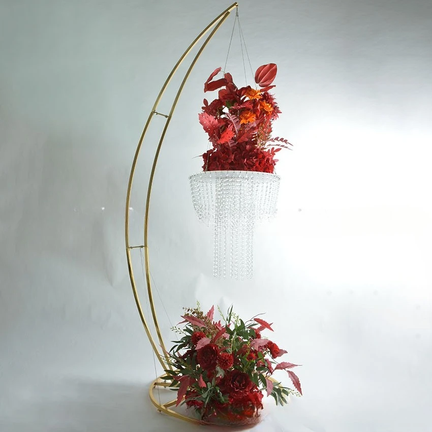 

Wedding props, fashionable gold acrylic crystal flower stand