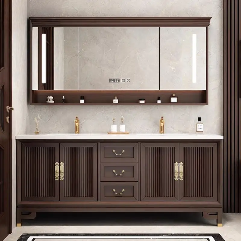 

2025 новый китайский шкаф для ванной комнаты, старинный шкаф для ванной комнаты, новая американская каменная плита для мытья, встроенная керамика