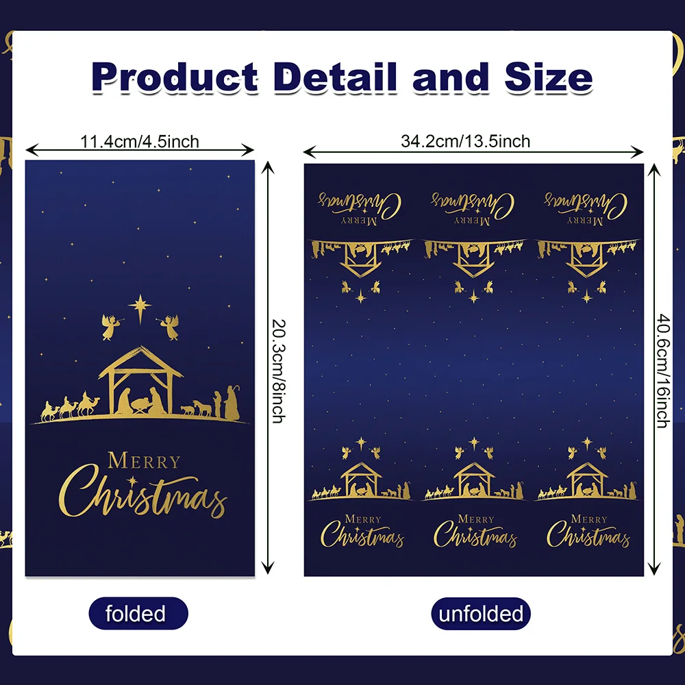 20Pcs Christmas Paper Napkins Golden Manger Scene Disposable Xmas Holiday Party Table Decor Supplies