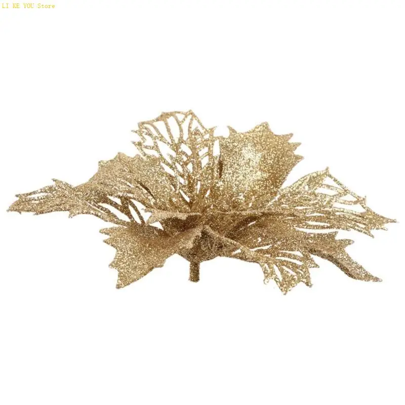 W3je 9cm Glitzer künstlicher Weihnachtsstern Weihnachtsbaumdekorationen für Weihnachtskranz -Ornamente Hochzeitsfeier
